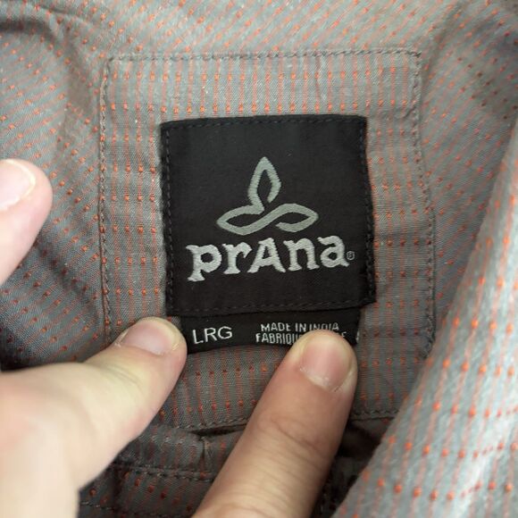 PrAna Button Down Shirt Mens Size Large Short Sleeve Collared Organic Cotton - Picture 3 of 6